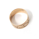 Antique Cigar Band - Victorian Era 10k Rose Gold Engraved Dot & Leaf Designs Ring - Dated 1874 Size 5 1/2 Unisex Wide Wedding Fine Jewelry