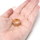Antique Cigar Band - Victorian Era 10k Rose Gold Engraved Dot & Leaf Designs Ring - Dated 1874 Size 5 1/2 Unisex Wide Wedding Fine Jewelry