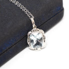 Vintage Aquamarine Pendant - Art Deco Era 10k White Gold Natural Blue Gem Conversion Charm Necklace - Circa 1930s Era Fine Filigree Jewelry