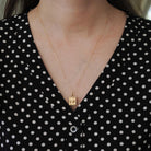Money Safe Charm - Mid Century 14k Yellow Gold Pendant Vault Necklace - Vintage Circa 1950s Era Kinetic Moveable Handle Fine 50s Jewelry