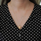 Money Safe Charm - Mid Century 14k Yellow Gold Pendant Vault Necklace - Vintage Circa 1950s Era Kinetic Moveable Handle Fine 50s Jewelry