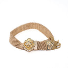 Victorian Mesh Slide Bracelet - Antique 10k Yellow Gold Black Enamel Taille D'epargne Seed Pearl - Vintage 1800s Tassel Rare Fine Jewelry