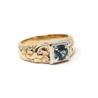 Montana Sapphire Ring - Vintage 14k Yellow & White Gold Natural Blue Gem Engagement - Circa 1960s Size 11 Two Tone Men's Unisex Fine Jewelry