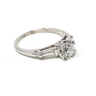 0.96 ct Diamond Engagement Ring - Circa 1950s Platinum Old European Cut & Baguette Diamonds - Size 7 1/4 Mid Century Era Fine Bridal Jewelry