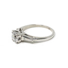 0.96 ct Diamond Engagement Ring - Circa 1950s Platinum Old European Cut & Baguette Diamonds - Size 7 1/4 Mid Century Era Fine Bridal Jewelry