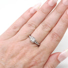 0.96 ct Diamond Engagement Ring - Circa 1950s Platinum Old European Cut & Baguette Diamonds - Size 7 1/4 Mid Century Era Fine Bridal Jewelry