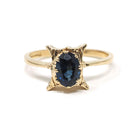 Vintage Sapphire Ring - Retro 14k Yellow Gold Natural Blue Oval Gem Solitaire - Circa 1970s Size 6 3/4 Alternative Engagement Fine Jewelry
