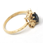 Vintage Sapphire Ring - Retro 14k Yellow Gold Natural Blue Oval Gem Solitaire - Circa 1970s Size 6 3/4 Alternative Engagement Fine Jewelry