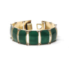 Guilloché Enamel Bracelet - Mid Century Sterling Silver Gold Wash Green Panels - Vintage Circa 1940s Era Statement Norway Norwegian Jewelry