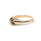 Antique Diamond Ring - Edwardian 14k Yellow Gold Old Mine Cut Belcher Prong Engagement - Circa 1910s Size 6.75 Solitaire Bridal Fine Jewelry