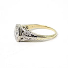 Art Deco Diamond Ring - Antique 14k Yellow White & Yellow Gold .25 CT Old Euro Hex Filigree Solitaire - Circa 1930s Size 3 3/4 Fine Jewelry