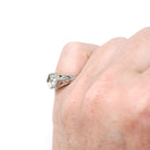 Art Deco Diamond Ring - Antique 14k Yellow White & Yellow Gold .25 CT Old Euro Hex Filigree Solitaire - Circa 1930s Size 3 3/4 Fine Jewelry