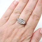 Star Princess Ring - Vintage 14k White Gold Natural .04 CTW Diamonds - Circa 1950s Era Size 6 1/4 Celestial Patriotic Inspired Fine Jewelry