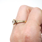 Diamond Engagement Ring - Vintage 14k Yellow Gold .88 CT Old European Cut Solitaire - Victorian Revival Style Size 7 Fine Bridal Jewelry