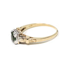 Vintage Tourmaline Ring - Mid Century Era 14k Yellow White Gold Natural Green Gem Engagement - Circa 1940s Size 6 3/4 Fine Two Tone Jewelry