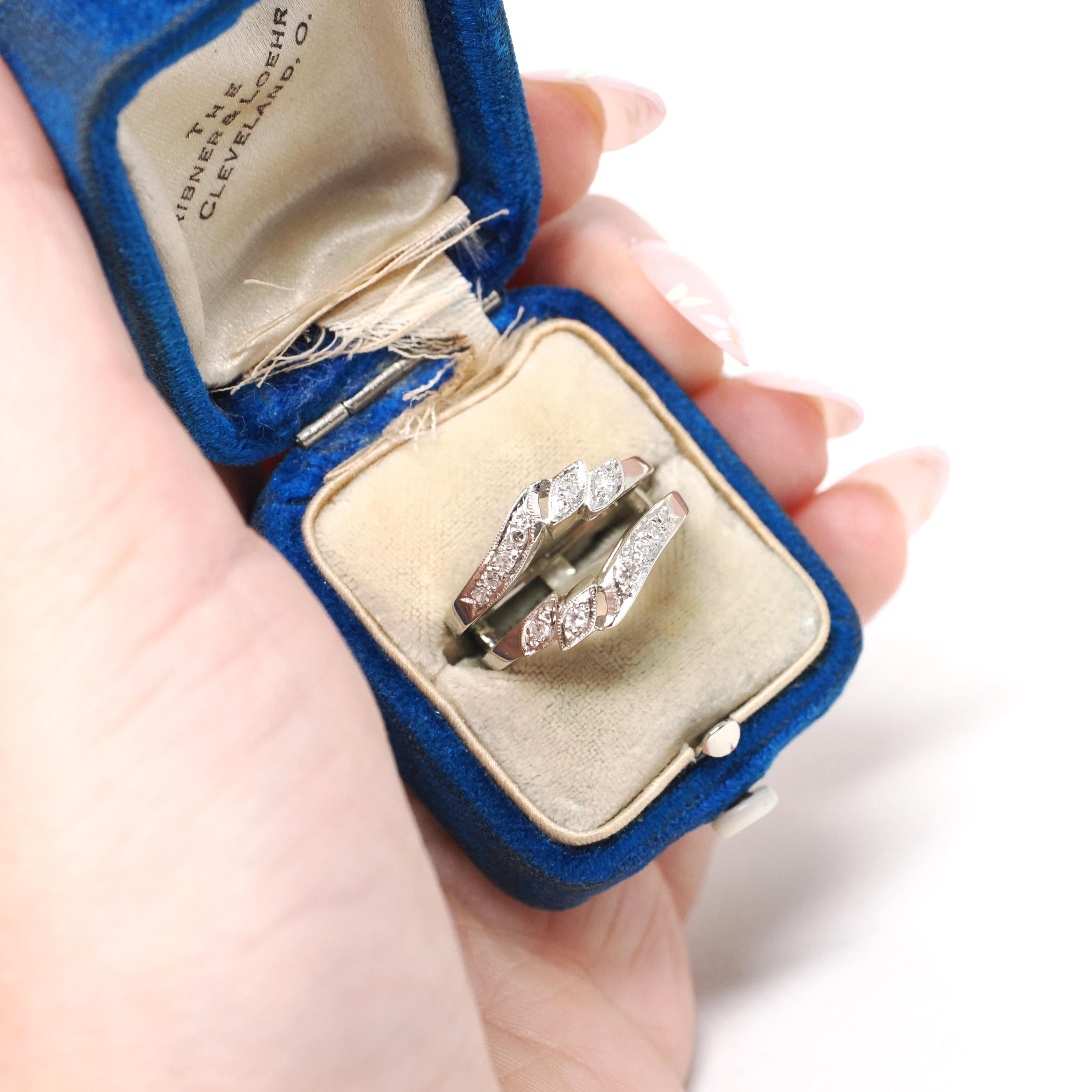 Diamond Insert Ring - Mid Century 14k White Gold .17 CTW Bridal Jacket - Vintage Circa 1960s Era Size 5 Enhancer Wrap Wedding Fine Jewelry