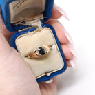 Modern Sapphire Ring - Vintage 14k Yellow Gold Natural Blue Gem & Diamond Accents - Estate Circa 1990s Era Size 6.75 Fine Statement Jewelry