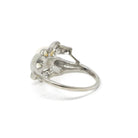 Vintage Pearl Ring - Mid Century 10k White Gold Cultured Organic 6 MM Gemstone - Circa 1960s Size 5 June Birthstone Leaf Motif Fine Jewelry