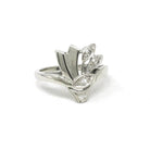 Vintage Diamond Ring - Mid Century 14k White Gold .10CTW Asymmetrical Cocktail Statement - Circa 1940s Size 5 Cluster Spray Fan Fine Jewelry