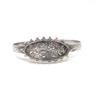 Antique Flower Bracelet - Mid Century Sterling Silver Hammered Bangle - Circa 1890s Era Converted Floral Plate ID Style Fashion Jewelry