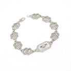 Rock Crystal Quartz Bracelet - Art Deco 10k White Gold Natural Diamond & Camphor Glass Style Statement - Vintage 1930s Filigree Fine Jewelry