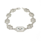 Rock Crystal Quartz Bracelet - Art Deco 10k White Gold Natural Diamond & Camphor Glass Style Statement - Vintage 1930s Filigree Fine Jewelry