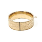 Vintage Flower Bangle - Retro 12k Gold Filled Engraved Floral Designs Wide Hinged Bracelet - Circa 1940s Era Statement Signed Winard Jewelry