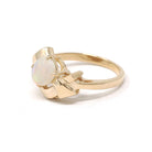 Vintage Opal Ring - Retro 14k Yellow Gold Cabochon Cut Gem Bypass - Circa 1960s Era Size 6 1/4 October Birthstone Fine Ribbon Bow Jewelry