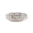 Mid Century Diamond Ring - Vintage 14k White Gold .12 CTW Anniversary Band - Circa 1950s Era Size 6 Illusion Fine Bridal Statement Jewelry