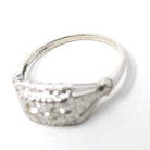 Mid Century Diamond Ring - Vintage 14k White Gold .12 CTW Anniversary Band - Circa 1950s Era Size 6 Illusion Fine Bridal Statement Jewelry