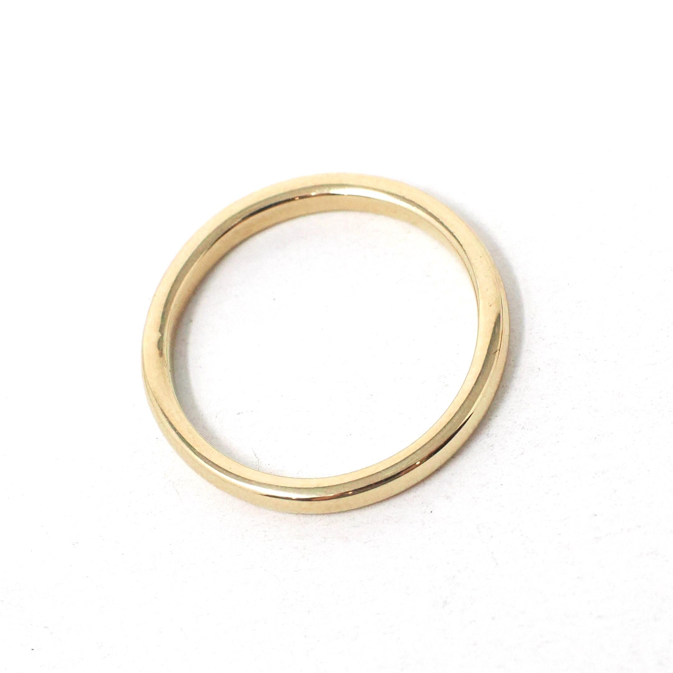 Vintage Wedding Band - Mid Century 14k Yellow Gold 2.0 MM Half Round Stacking Ring - Circa 1960s Era Size 5 1/4 Fine Signed Jabel Jewelry