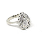Diamond Cluster Ring - Estate 14k White Gold Natural Diamond Pear Shape - Modern Circa 2000s Era Size 3 3/4 Engagement Halo Fine Jewelry