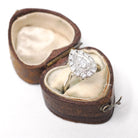 Diamond Cluster Ring - Estate 14k White Gold Natural Diamond Pear Shape - Modern Circa 2000s Era Size 3 3/4 Engagement Halo Fine Jewelry