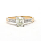 Diamond Engagement Ring - Modern 18k Yellow Gold & Platinum Two Tone French Bridal - Estate Vintage Style Size 6 1/2 GIA Report Fine Jewelry