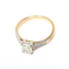 Diamond Engagement Ring - Modern 18k Yellow Gold & Platinum Two Tone French Bridal - Estate Vintage Style Size 6 1/2 GIA Report Fine Jewelry
