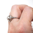 Vintage Diamond Ring - Art Deco 14k White Gold Natural .66 CTW Dome - Circa 1930s Era Size 5 3/4 Engagement Filigree Hexagonal Fine Jewelry