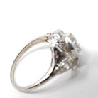 Vintage Diamond Ring - Art Deco 14k White Gold Natural .66 CTW Dome - Circa 1930s Era Size 5 3/4 Engagement Filigree Hexagonal Fine Jewelry