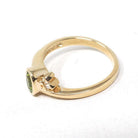 Peridot & Diamond Ring - Modern 14k Yellow Gold Oval Faceted Green Gemstone Bypass - Circa 2000s Era Size 6 August Birthstone Fine Jewelry