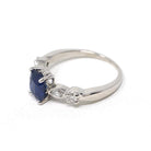 Sapphire & Diamond Ring - Estate Platinum Natural Blue Cushion Cut Gemstone Engagement - Modern Era 2000s Anniversary Bridal Fine Jewelry