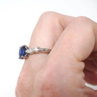 Sapphire & Diamond Ring - Estate Platinum Natural Blue Cushion Cut Gemstone Engagement - Modern Era 2000s Anniversary Bridal Fine Jewelry