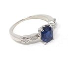 Sapphire & Diamond Ring - Estate Platinum Natural Blue Cushion Cut Gemstone Engagement - Modern Era 2000s Anniversary Bridal Fine Jewelry