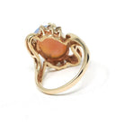 Vintage Opal & Diamond Ring - Estate 14k Yellow Gold Natural Oval Cabochon Gemstone - Modern Circa 1980s Size 9 Bypass Cocktail Fine Jewelry