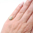 Edwardian Signet Ring - Antique 10k Yellow Gold Oval Engraved SP Pinky Midi Band - Circa 1910s Size 3 1/2 Fine Personal Statement Jewelry