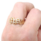 Vintage Diamond Ring - Retro 14k Yellow Gold Natural .25 CTW Wave Statement Band - Circa 1970s Era Size 6 1/2 Abstract Snake Fine Jewelry