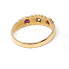 Antique Ruby & Diamond Band - Edwardian 18k Yellow Gold Natural Red And White Gemstone Ring - English Hallmark 1900s Size 7 Fine Jewelry