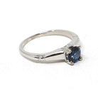 Estate Sapphire Ring - Modern Platinum Natural Blue .63 CT Gemstone Illusion Engagement Setting - Circa 2000s Era Solitaire Fine Jewelry