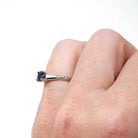 Estate Sapphire Ring - Modern Platinum Natural Blue .63 CT Gemstone Illusion Engagement Setting - Circa 2000s Era Solitaire Fine Jewelry