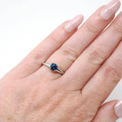 Estate Sapphire Ring - Modern Platinum Natural Blue .63 CT Gemstone Illusion Engagement Setting - Circa 2000s Era Solitaire Fine Jewelry