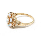 Vintage Opal Ring - Mid Century 10k Yellow Gold Natural Gemstone Flower Cluster Statement - Circa 1960s Era Size 5 3/4 Floral Fine Jewelry