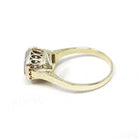 Art Deco Diamond Ring - Vintage 14k Yellow White Gold .13 CT Hexagonal Engagement - Circa 1930s Era Size 6.5 Fine Tall Crown Bridal Jewelry